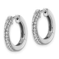 True Origin 14K White Gold 0.62 Carat Lab Grown Diamond VS+ F+ Twisted Hinged Hoop Complete Earrings view 2