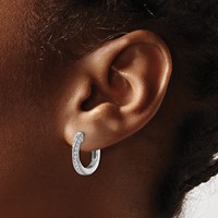 True Origin 14K White Gold 0.62 Carat Lab Grown Diamond VS+ F+ Twisted Hinged Hoop Complete Earrings view 3