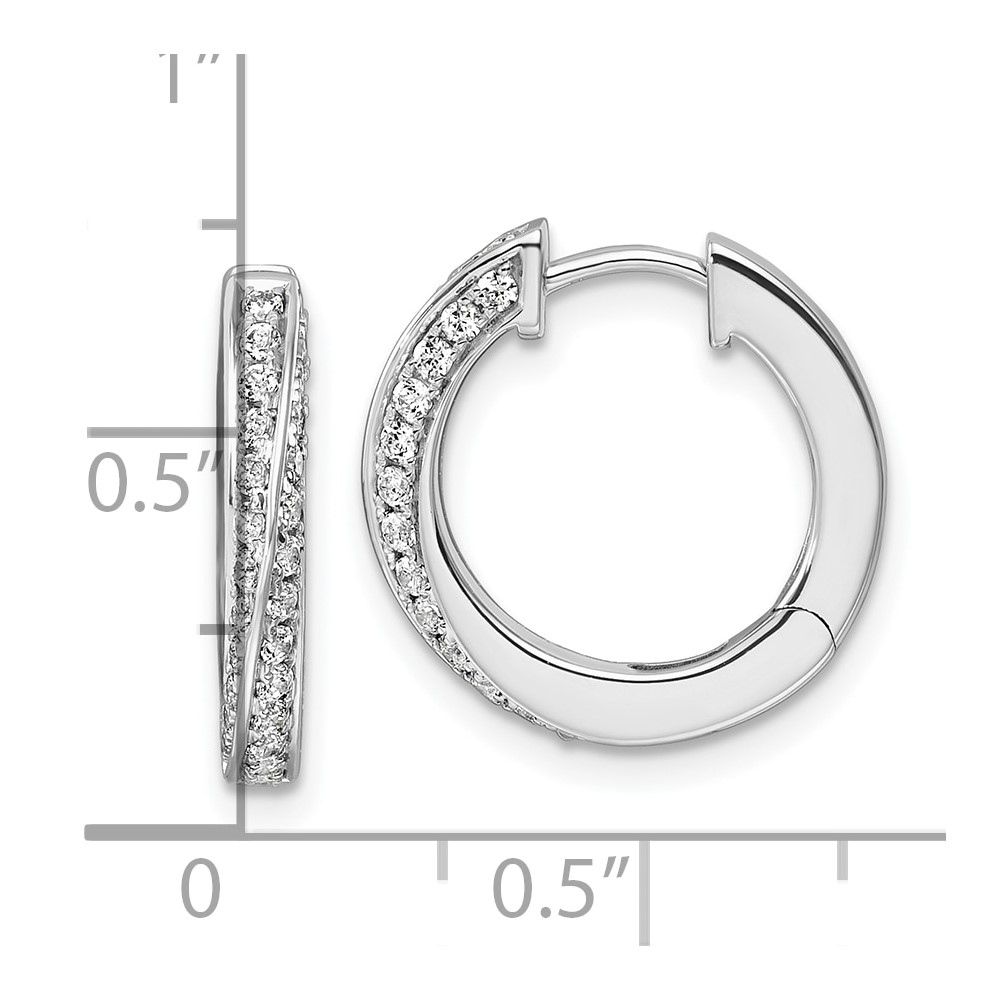 True Origin 14k White Gold 5/8 carat Lab Grown Diamond VS DEF Twisted Hinged Hoop Earrings (EM11010-050-WLD)