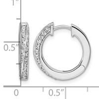 True Origin 14K White Gold 0.62 Carat Lab Grown Diamond VS+ F+ Twisted Hinged Hoop Complete Earrings view 4