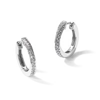 True Origin 14K White Gold 0.62 Carat Lab Grown Diamond VS+ F+ Twisted Hinged Hoop Complete Earrings view 5