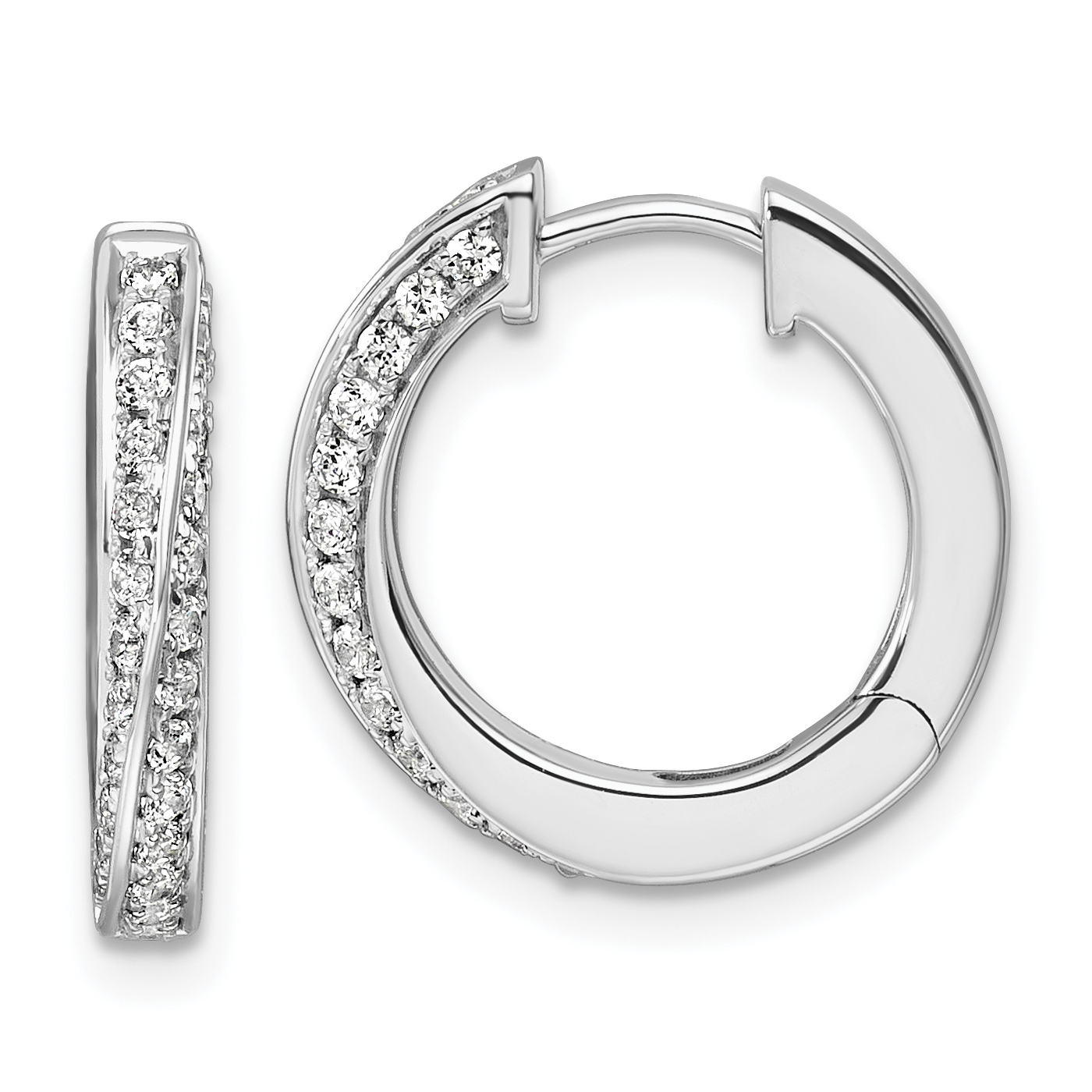 True Origin 14k White Gold 5/8 carat Lab Grown Diamond VS DEF Twisted Hinged Hoop Earrings (EM11010-050-WLD)