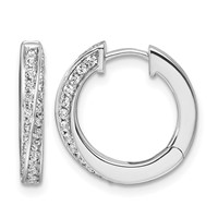 True Origin 14K White Gold 0.62 Carat Lab Grown Diamond VS+ F+ Twisted Hinged Hoop Complete Earrings view 1