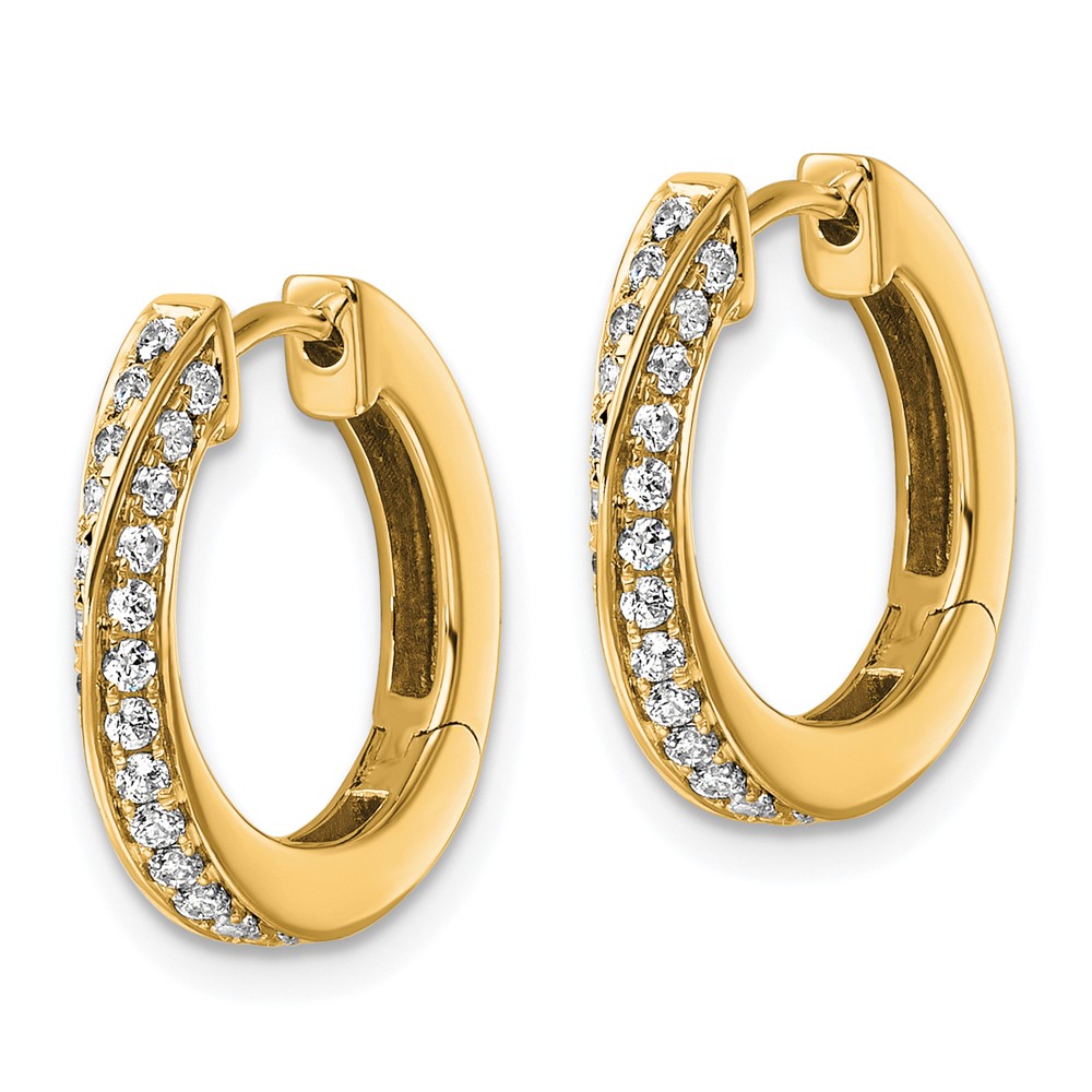 True Origin 14k 5/8 carat Lab Grown Diamond VS DEF Twisted Hinged Hoop Earrings (EM11010-050-LD)