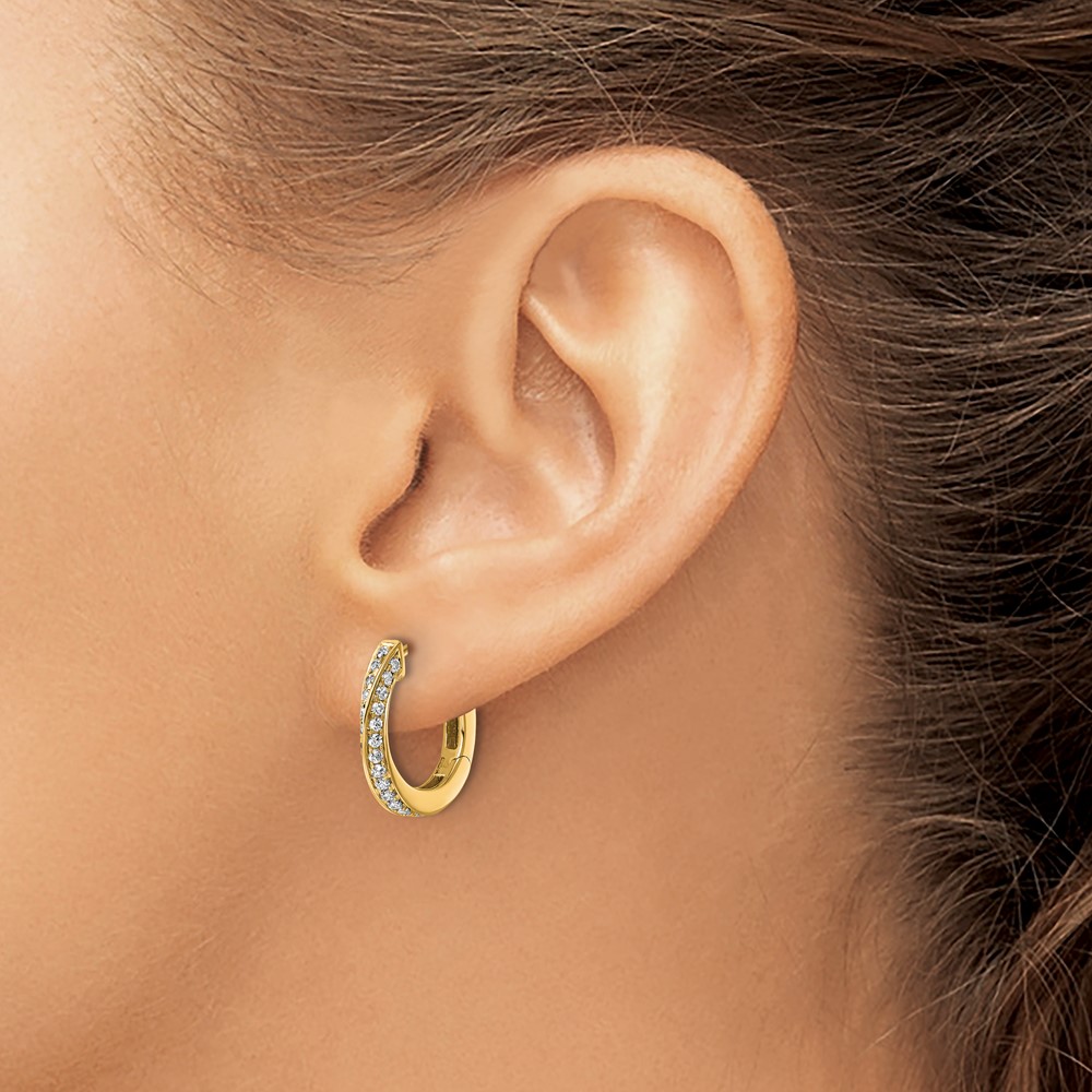 True Origin 14k 5/8 carat Lab Grown Diamond VS DEF Twisted Hinged Hoop Earrings (EM11010-050-LD)