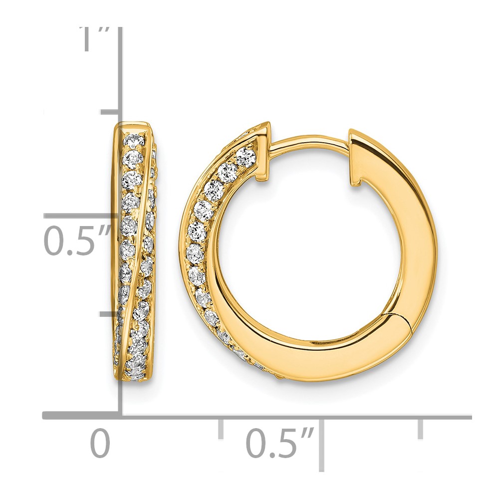 True Origin 14k 5/8 carat Lab Grown Diamond VS DEF Twisted Hinged Hoop Earrings (EM11010-050-LD)