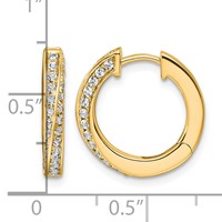 True Origin 14K Yellow Gold 0.62 Carat Lab Grown Diamond VS+ F+ Twisted Hinged Hoop Complete Earrings view 4