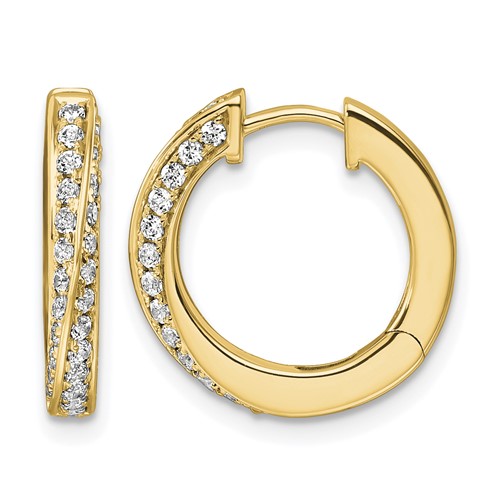 True Origin 14K Yellow Gold 0.62 Carat Lab Grown Diamond VS+ F+ Twisted Hinged Hoop Complete Earrings