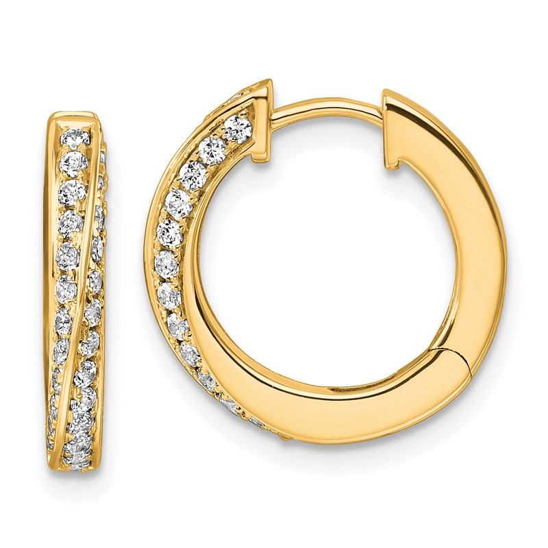 True Origin 14k 5/8 carat Lab Grown Diamond VS DEF Twisted Hinged Hoop Earrings