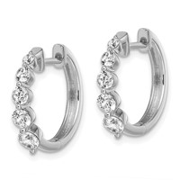 True Origin 14K White Gold 1 Carat Lab Grown Diamond VS+ F+ Hinged Hoop Complete Earrings view 2