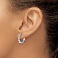 True Origin 14K White Gold 1 Carat Lab Grown Diamond VS+ F+ Hinged Hoop Complete Earrings view 3