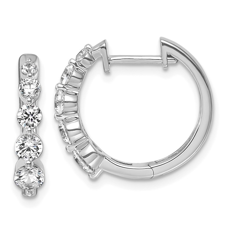 True Origin 14k White Gold 1 carat Lab Grown Diamond VS DEF Hinged Hoops