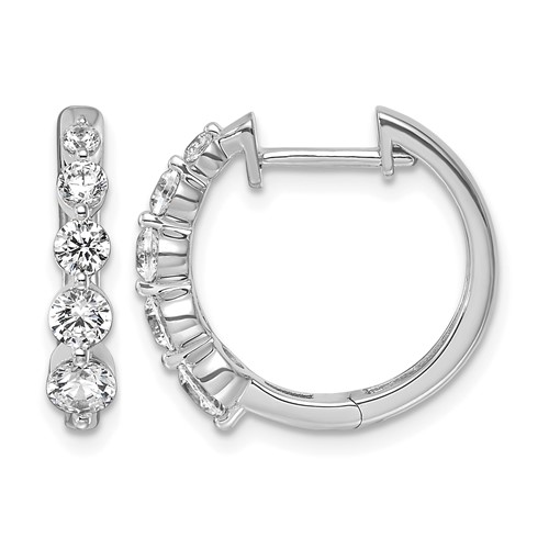 True Origin 14K White Gold 1 Carat Lab Grown Diamond VS+ F+ Hinged Hoop Complete Earrings
