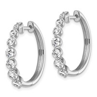 True Origin 14K White Gold 1.62 Carat Lab Grown Diamond VS+ F+ Hinged Hoop Complete Earrings view 2