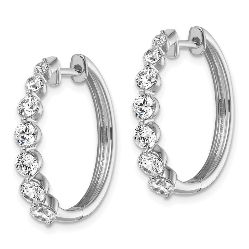 True Origin 14k White Gold 1 5/8 carat Lab Grown Diamond VS DEF Hinged Hoops