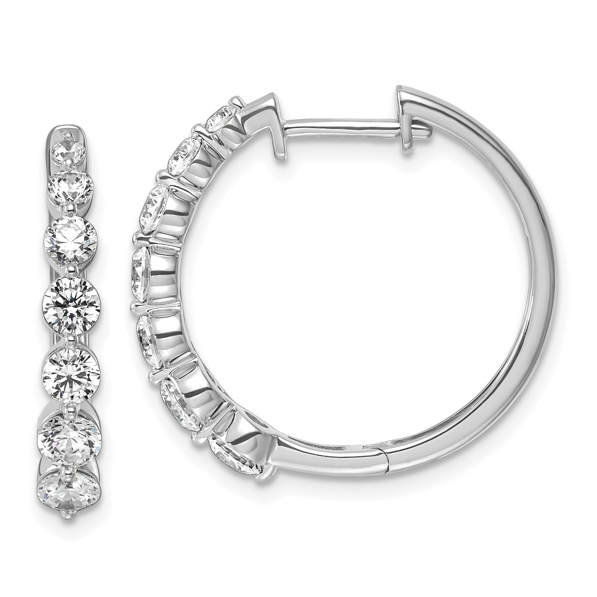 True Origin 14k White Gold 1 5/8 carat Lab Grown Diamond VS DEF Hinged Hoops (EM11011-162-WLD)