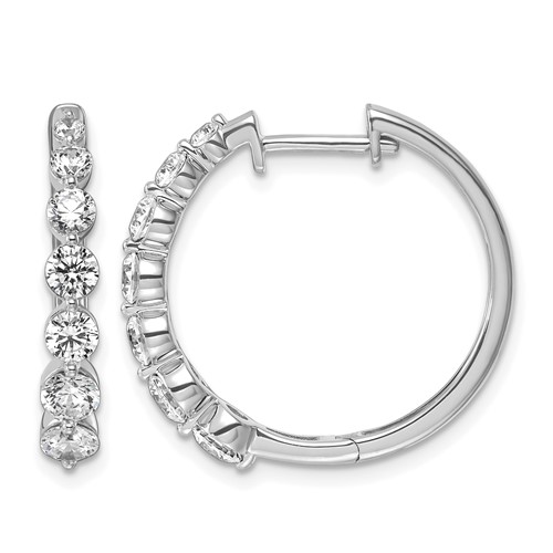 True Origin 14K White Gold 1.62 Carat Lab Grown Diamond VS+ F+ Hinged Hoop Complete Earrings