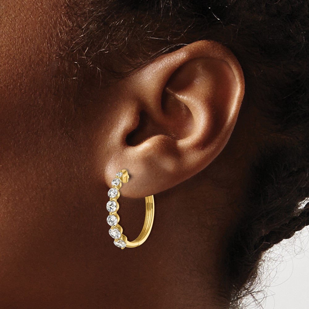 True Origin 14k 1 5/8 carat Lab Grown Diamond VS DEF Hinged Hoops (EM11011-162-LD)