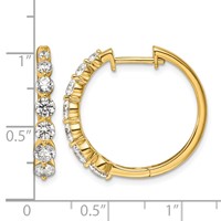 True Origin 14K Yellow Gold 1.62 Carat Lab Grown Diamond VS+ F+ Hinged Hoop Complete Earrings view 4