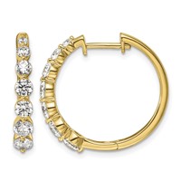 True Origin 14K Yellow Gold 1.62 Carat Lab Grown Diamond VS+ F+ Hinged Hoop Complete Earrings view 1