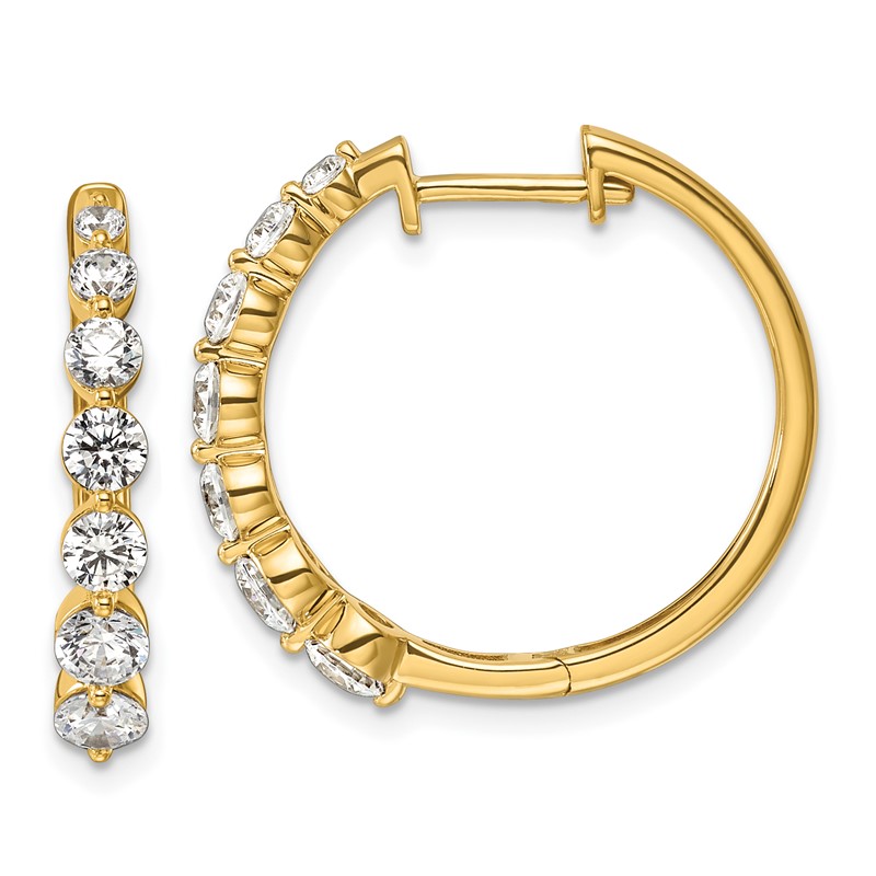 True Origin 14k 1 5/8 carat Lab Grown Diamond VS DEF Hinged Hoops
