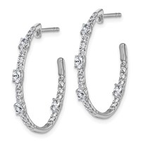 True Origin 14K White Gold 0.75 Carat Lab Grown Diamond VS+ F+ J-Hoop Complete Earrings view 2