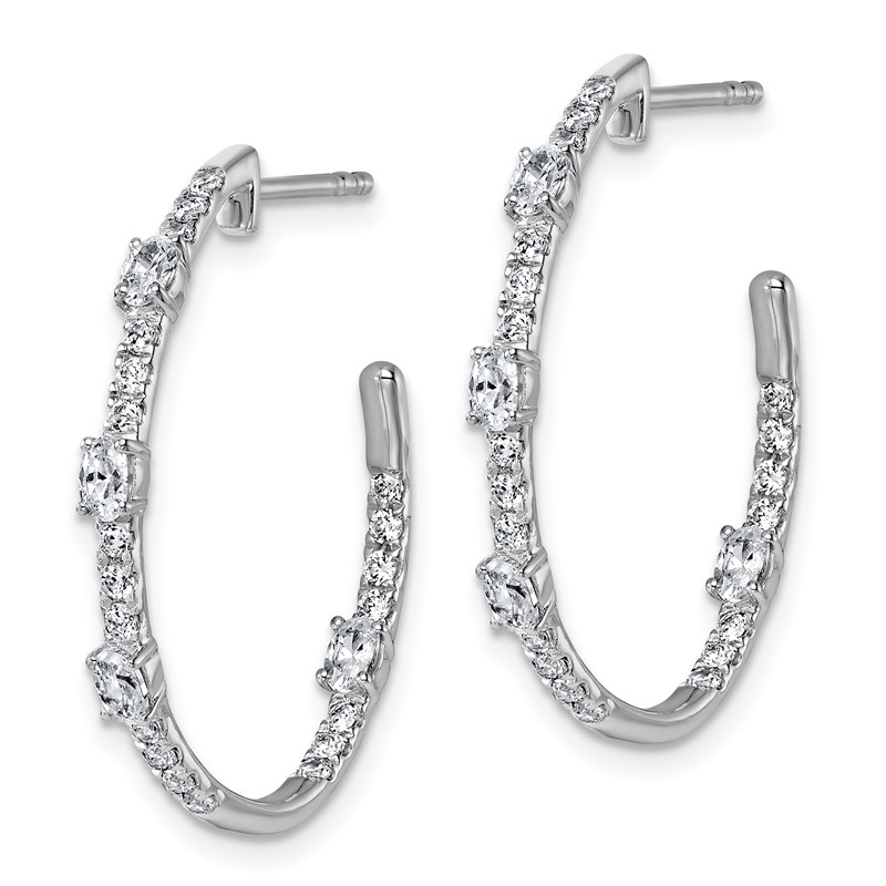 True Origin 14k White Gold 3/4 carat Lab Grown Diamond VS DEF J-Hoop Earrings