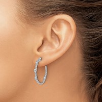 True Origin 14K White Gold 0.75 Carat Lab Grown Diamond VS+ F+ J-Hoop Complete Earrings view 3