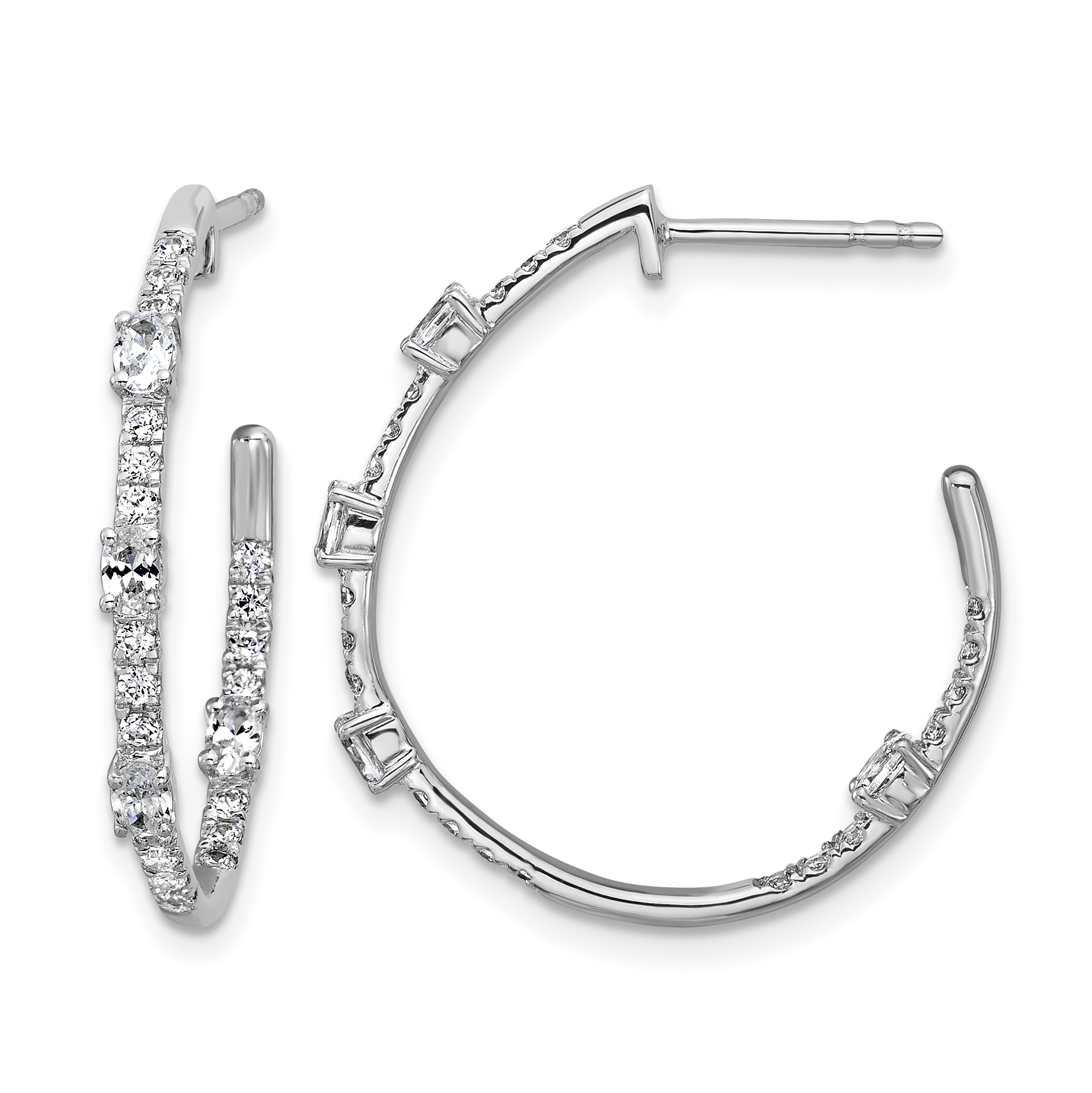 True Origin 14k White Gold 3/4 carat Lab Grown Diamond VS DEF J-Hoop Earrings (EM11012-075-WLD)