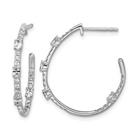 True Origin 14K White Gold 0.75 Carat Lab Grown Diamond VS+ F+ J-Hoop Complete Earrings view 1