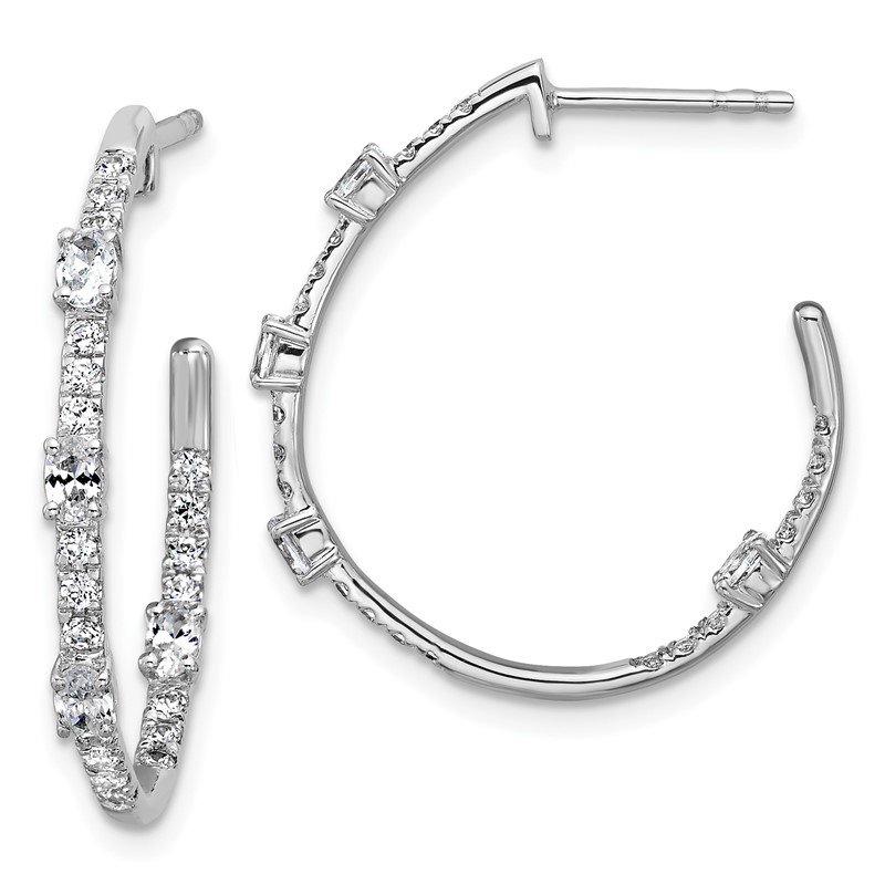 True Origin 14k White Gold 3/4 carat Lab Grown Diamond VS DEF J-Hoop Earrings