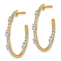 True Origin 14K Yellow Gold 0.75 Carat Lab Grown Diamond VS+ F+ J-Hoop Complete Earrings view 2