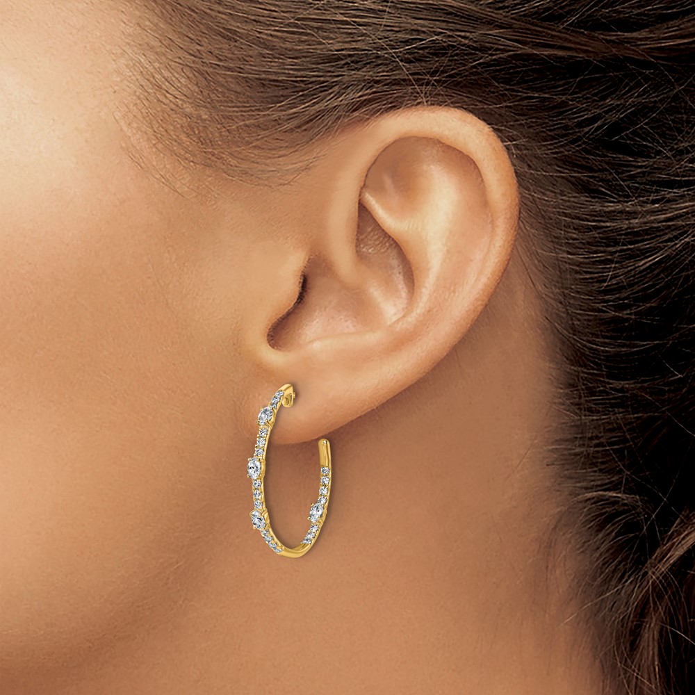 True Origin 14k 3/4 carat Lab Grown Diamond VS DEF J-Hoop Earrings (EM11012-075-LD)