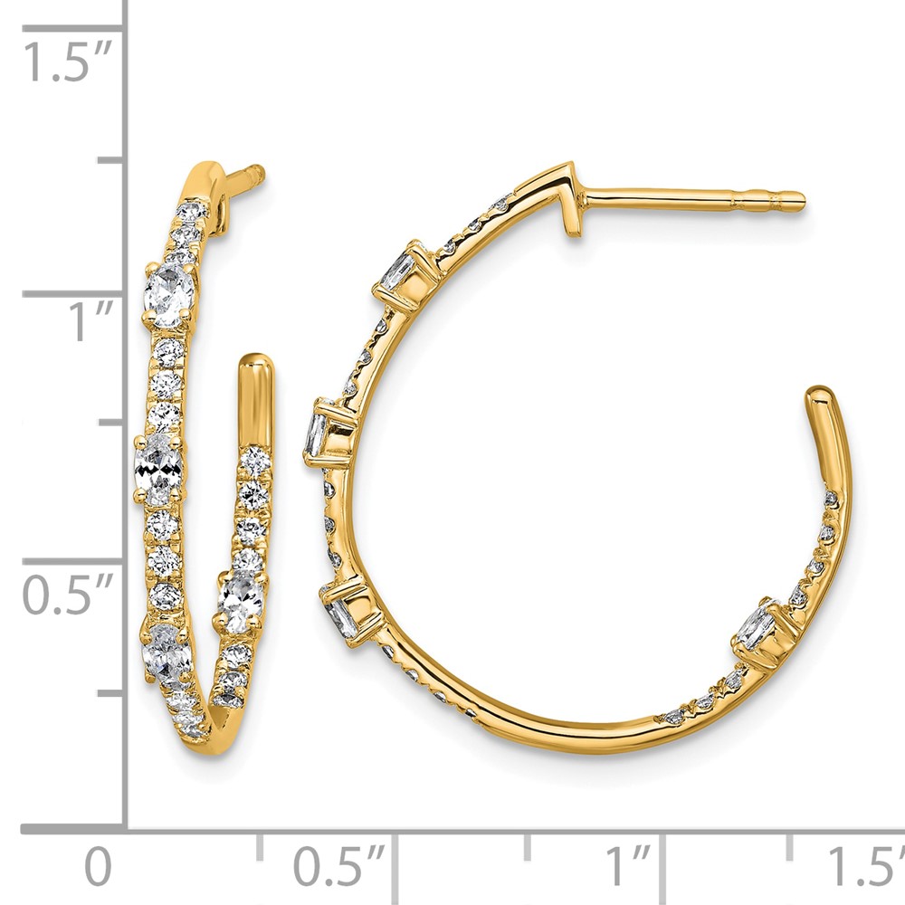 True Origin 14k 3/4 carat Lab Grown Diamond VS DEF J-Hoop Earrings (EM11012-075-LD)