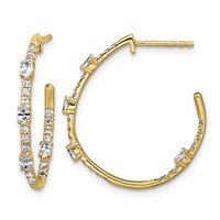 True Origin 14K Yellow Gold 0.75 Carat Lab Grown Diamond VS+ F+ J-Hoop Complete Earrings view 1