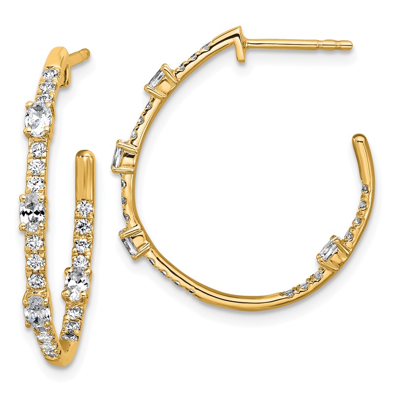 True Origin 14k 3/4 carat Lab Grown Diamond VS DEF J-Hoop Earrings