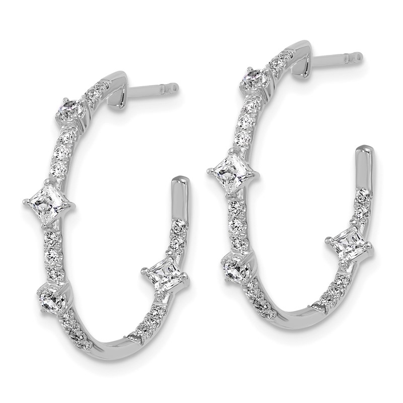 True Origin 14k White Gold 1 carat Lab Grown Diamond VS DEF J-Hoop Earrings