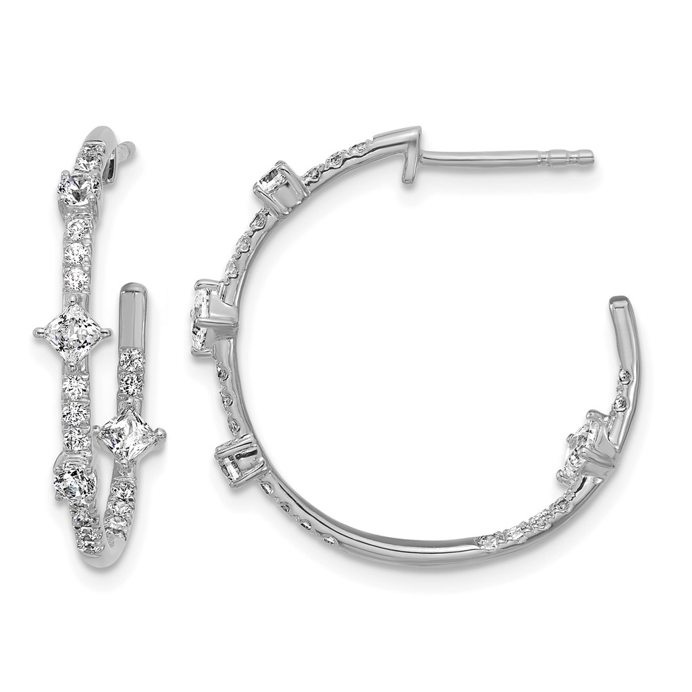 True Origin 14k White Gold 1 carat Lab Grown Diamond VS DEF J-Hoop Earrings (EM11012-100-WLD)