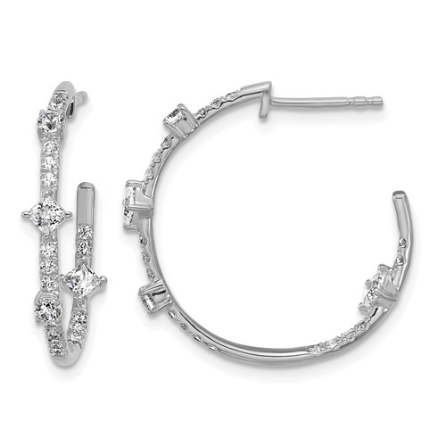 True Origin 14K White Gold 1 Carat Lab Grown Diamond VS+ F+ J-Hoop Complete Earrings