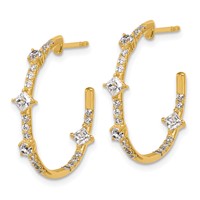 True Origin 14K Yellow Gold 1 Carat Lab Grown Diamond VS+ F+ J-Hoop Complete Earrings view 2