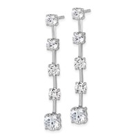 True Origin 14K White Gold 5 Carat Lab Grown Diamond VS+ F+ Complete Round Post Graduated Dangle Earrings view 2