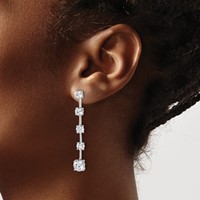 True Origin 14K White Gold 5 Carat Lab Grown Diamond VS+ F+ Complete Round Post Graduated Dangle Earrings view 3