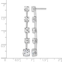 True Origin 14K White Gold 5 Carat Lab Grown Diamond VS+ F+ Complete Round Post Graduated Dangle Earrings view 4