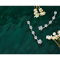 True Origin 14K White Gold 5 Carat Lab Grown Diamond VS+ F+ Complete Round Post Graduated Dangle Earrings view 5