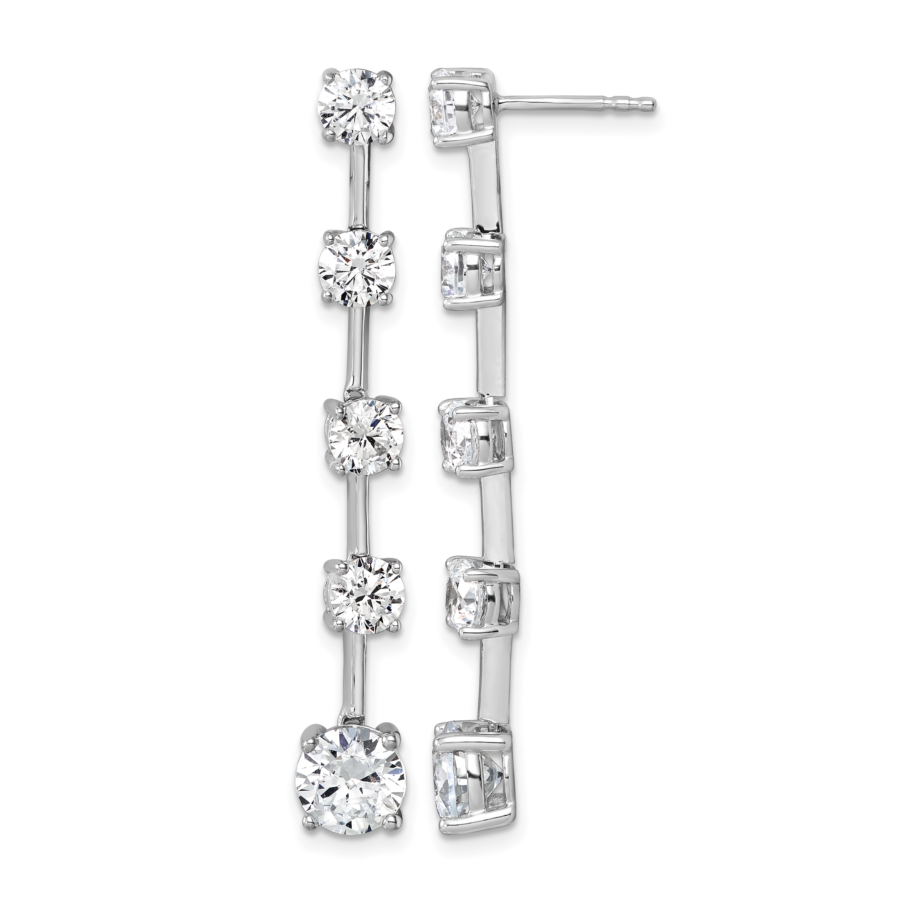 True Origin 14k White Gold Round 5 carat Lab Grown Diamond VS DEF Post Dangle Earrings (EM11013-488-WLD)
