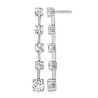 True Origin 14K White Gold 5 Carat Lab Grown Diamond VS+ F+ Complete Round Post Graduated Dangle Earrings view 1
