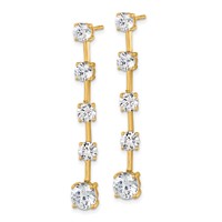 True Origin 14K Yellow Gold 5 Carat Lab Grown Diamond VS+ F+ Complete Round Post Graduated Dangle Earrings view 2
