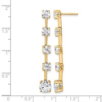 True Origin 14K Yellow Gold 5 Carat Lab Grown Diamond VS+ F+ Complete Round Post Graduated Dangle Earrings view 4