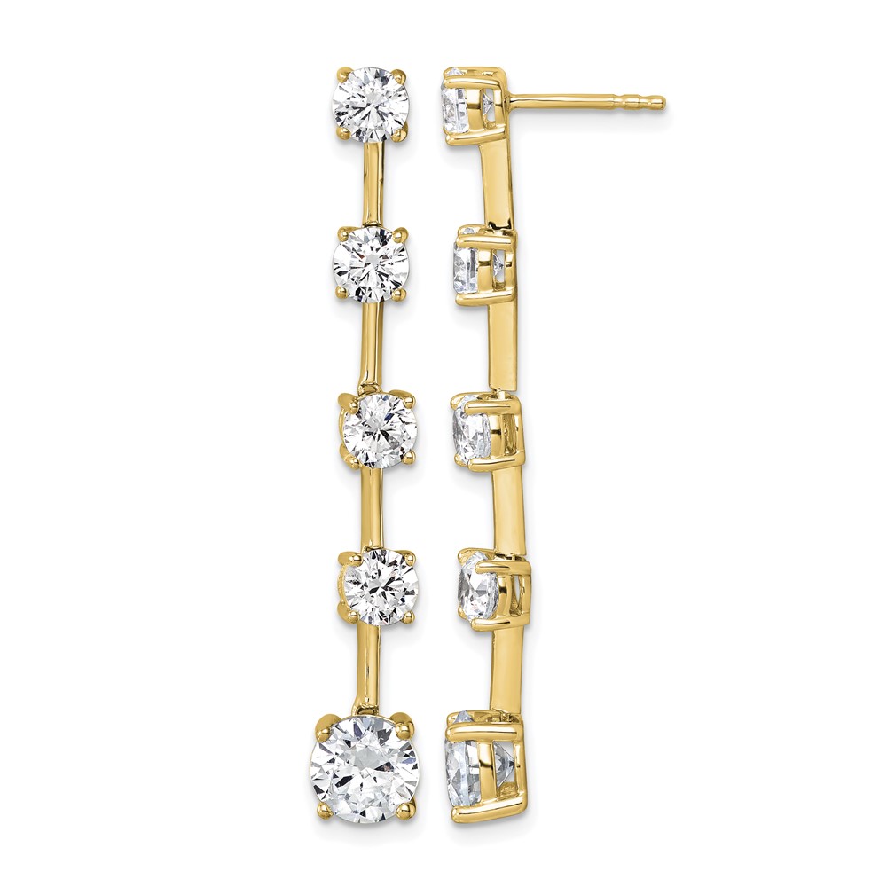 True Origin 14K Yellow Gold 5 Carat Lab Grown Diamond VS+ F+ Complete Round Post Graduated Dangle Earrings