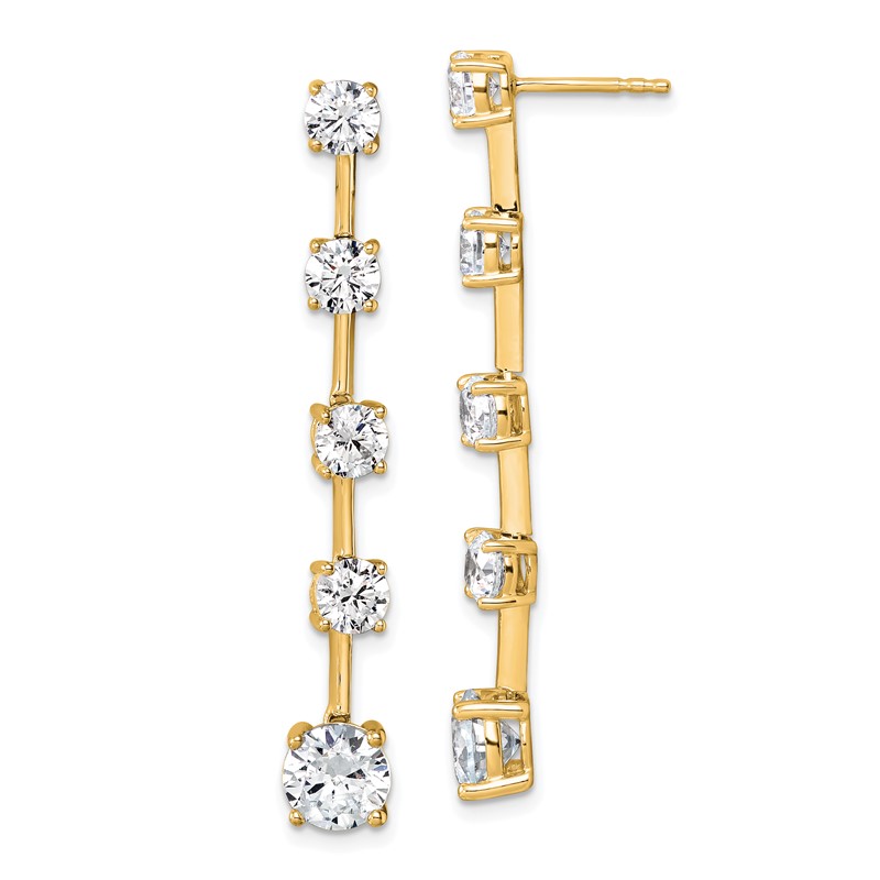 True Origin 14k Round 5 carat Lab Grown Diamond VS DEF Post Dangle Earrings